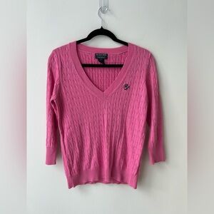 Polo jeans white v neck cable knit sweater